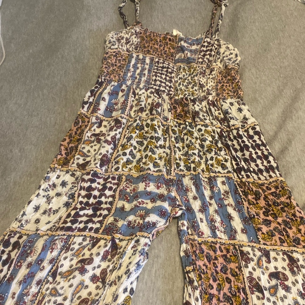 BOHO jumpsuit adjustable straps. Wide legged jumpsuit.